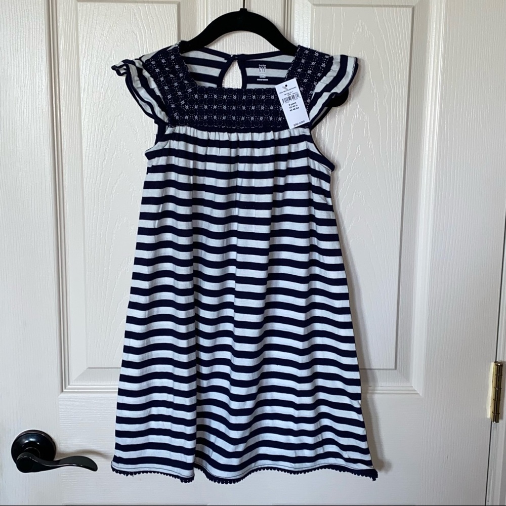 Gap Blue & White Striped Embroidered Dress